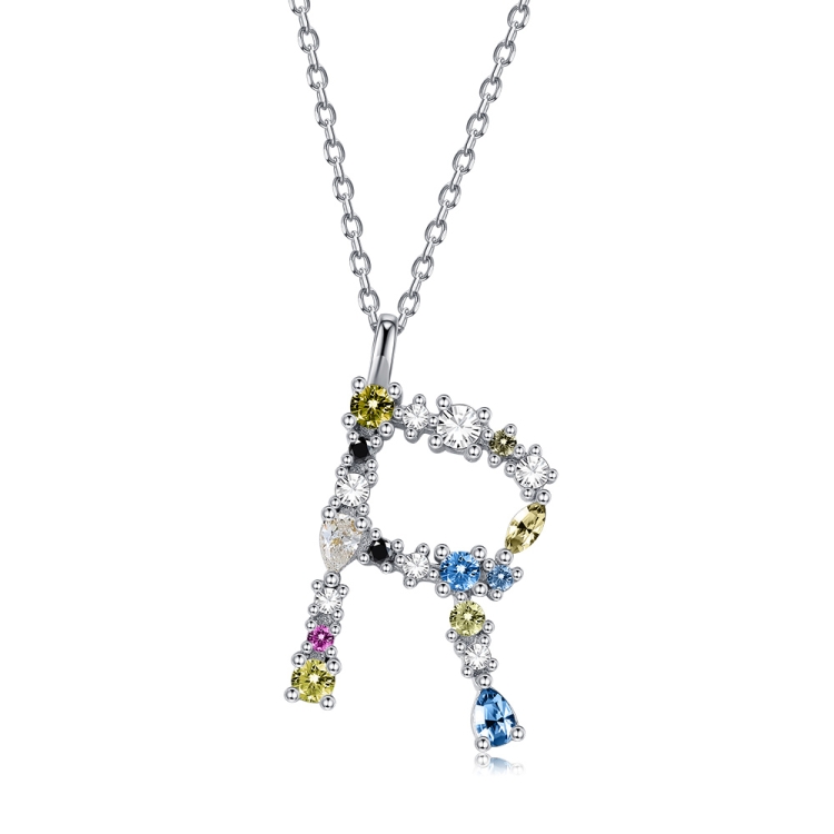 S925 Sterling Silver 26 Engligh Letters Colorful Zircon Women Nacklace Jewelry, Style:R(Silver)
S925 Sterling Silver 26 Engligh Letters Colorful Zircon Women Nacklace Jewelry, Style:R(Silver)
