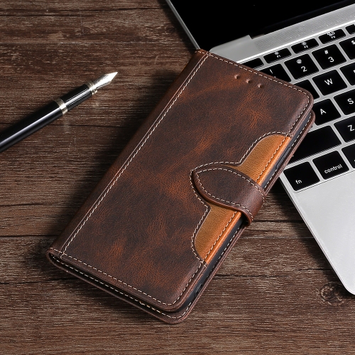 

For Xiaomi Pocophone F1 Stitching Skin Feel Magnetic Buckle Horizontal Flip PU Leather Case with Holder & Card Slots & Wallet(Brown)