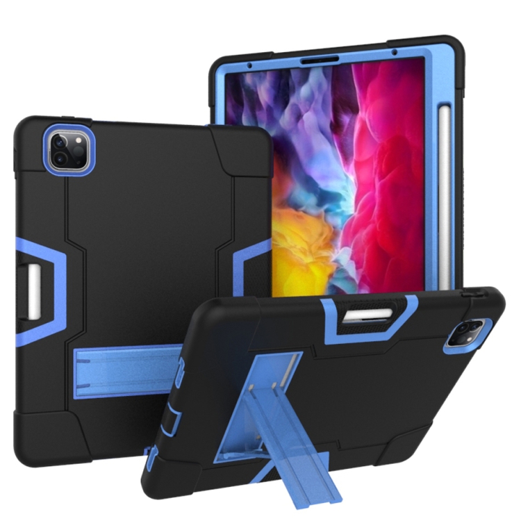 Contrast Color Robot Shockproof Silicone + PC Protective Case with Holder & Pen Slot For iPad Pro 12.9 (2018) / (2020)(Black + Blue)
Contrast Color Robot Shockproof Silicone + PC Protective Case with Holder & Pen Slot For iPad Pro 12.9 (2018) / (2020)(Black + Blue)