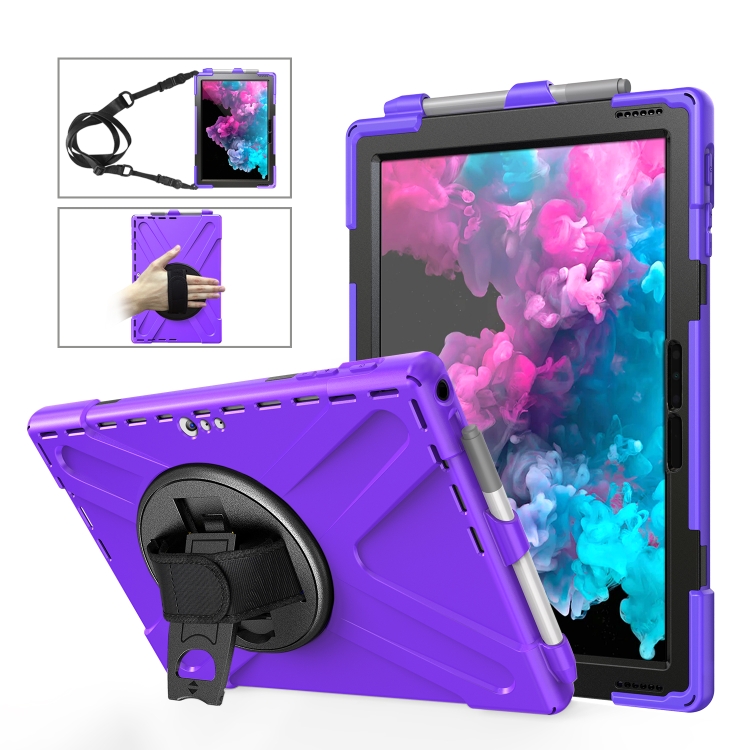 For Microsoft Surface Pro 4 / 5 Shockproof Colorful Silicone + PC Protective Case with Holder & Hand Strap & Pen Slot(Purple)
For Microsoft Surface Pro 4 / 5 Shockproof Colorful Silicone + PC Protective Case with Holder & Hand Strap & Pen Slot(Purple)