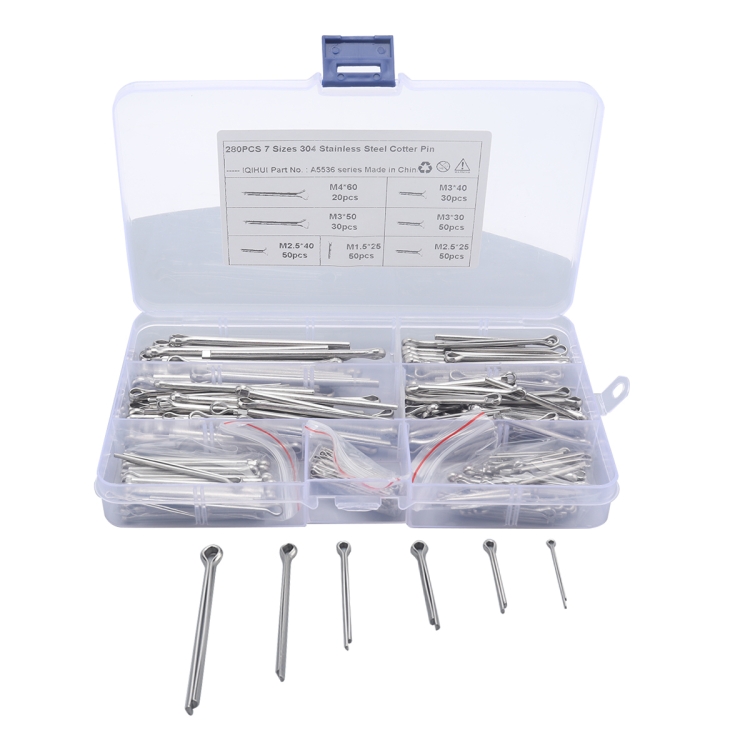A5536 280 PCS Car U-shape 304 Stainless Steel Cotter Pin Clip Key Fastner Fitting Assortment Kit
A5536 280 PCS Car U-shape 304 Stainless Steel Cotter Pin Clip Key Fastner Fitting Assortment Kit