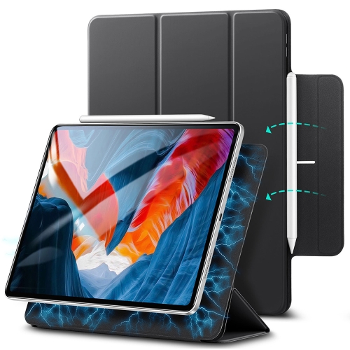 

ESR Rebound Magnetic with Clasp Series PU Leather Magnetic Horizontal Flip Leather Case with Holder & Pen Slot & Sleep / Wake-up Function For iPad Pro 12.9 (2021) / (2020)(Black)