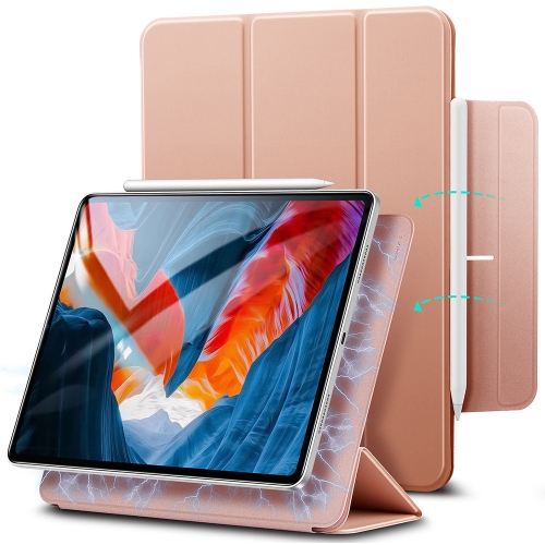 

ESR Rebound Magnetic with Clasp Series PU Leather Magnetic Horizontal Flip Leather Case with Holder & Pen Slot & Sleep / Wake-up Function For iPad Pro 12.9 (2021) / (2020)(Rose Gold)