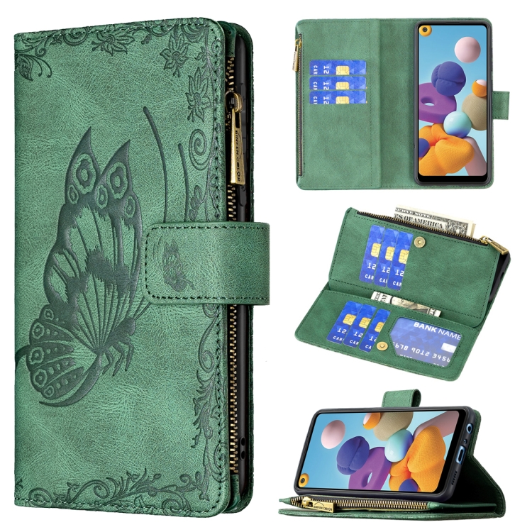 For Samsung Galaxy A21 Flying Butterfly Embossing Pattern Zipper Horizontal Flip Leather Case with Holder & Card Slots & Wallet(Green)
For Samsung Galaxy A21 Flying Butterfly Embossing Pattern Zipper Horizontal Flip Leather Case with Holder & Card Slots & Wallet(Green)