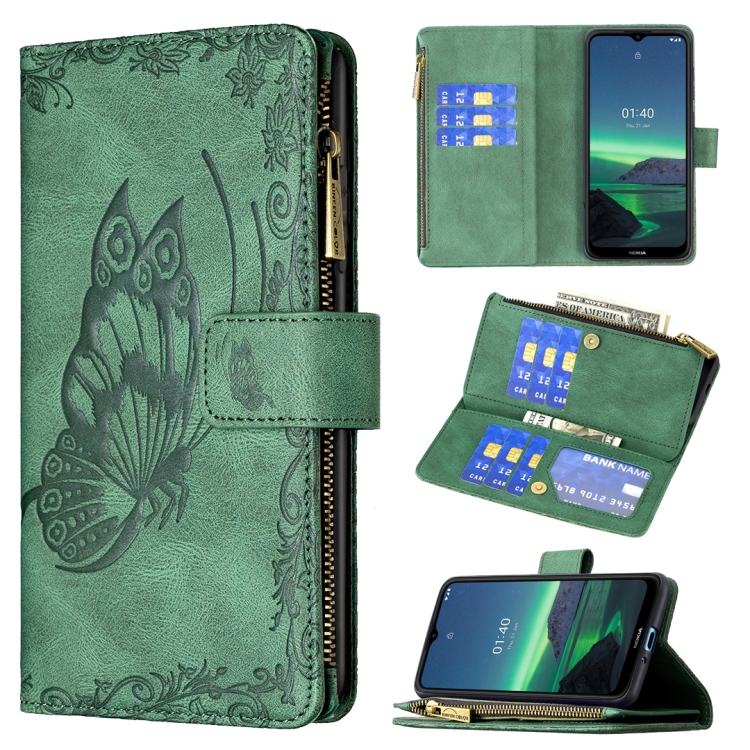 For Nokia 1.4 Flying Butterfly Embossing Pattern Zipper Horizontal Flip Leather Case with Holder & Card Slots & Wallet(Green)
For Nokia 1.4 Flying Butterfly Embossing Pattern Zipper Horizontal Flip Leather Case with Holder & Card Slots & Wallet(Green)