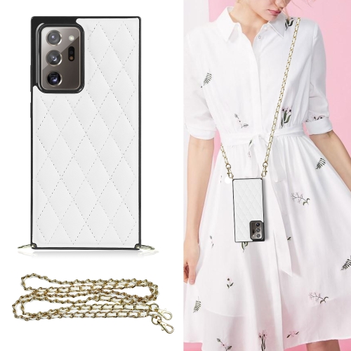 For Samsung Galaxy Note20 Ultra Elegant Rhombic Pattern Microfiber Leather +TPU Shockproof Case with Crossbody Strap Chain(White)
For Samsung Galaxy Note20 Ultra Elegant Rhombic Pattern Microfiber Leather +TPU Shockproof Case with Crossbody Strap Chain(White)