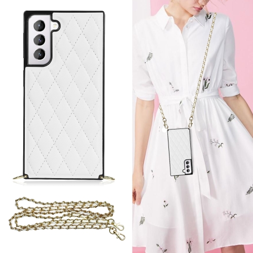 For Samsung Galaxy S21 5G Elegant Rhombic Pattern Microfiber Leather +TPU Shockproof Case with Crossbody Strap Chain(White)
For Samsung Galaxy S21 5G Elegant Rhombic Pattern Microfiber Leather +TPU Shockproof Case with Crossbody Strap Chain(White)