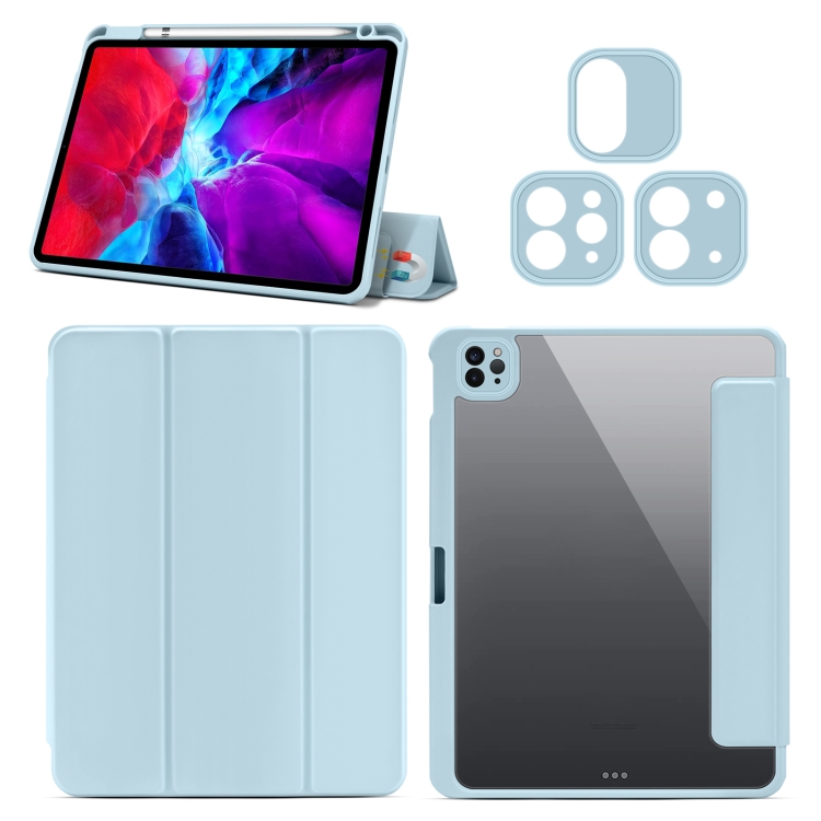 Horizontal Flip Magnetic Separable Clear Acrylic + PU Leather Case with 3-folding Holder & Pen Slot & 3 x Switchable Lens Covers & Sleep / Wake-up Function For iPad Pro 11 2021 / Air 10.9 2020(Glacier Blue)
Horizontal Flip Magnetic Separable Clear Acrylic + PU Leather Case with 3-folding Holder & Pen Slot & 3 x Switchable Lens Covers & Sleep / Wake-up Function For iPad Pro 11 2021 / Air 10.9 2020(Glacier Blue)