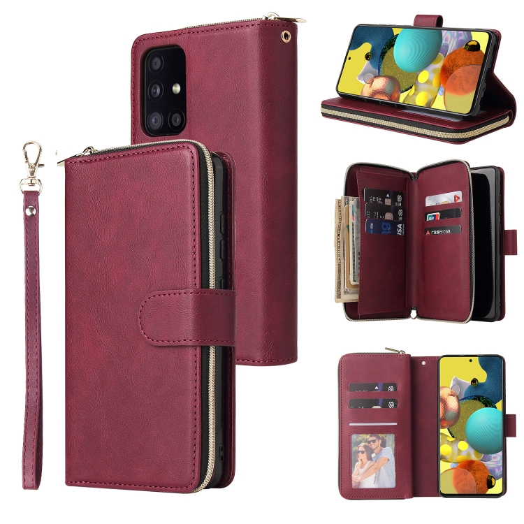 For Samsung Galaxy A52 5G Zipper Wallet Bag Horizontal Flip PU Leather Case with Holder & 9 Card Slots & Wallet & Lanyard & Photo Frame(Red Wine)
For Samsung Galaxy A52 5G Zipper Wallet Bag Horizontal Flip PU Leather Case with Holder & 9 Card Slots & Wallet & Lanyard & Photo Frame(Red Wine)