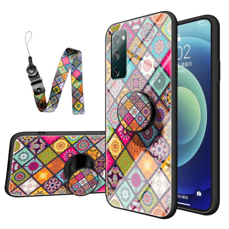 For Samsung Galaxy S20 FE Painted Ethnic Pattern Tempered Glass TPU Shockproof Case with Folding Magnetic Holder & Neck Strap(Colorful)
For Samsung Galaxy S20 FE Painted Ethnic Pattern Tempered Glass TPU Shockproof Case with Folding Magnetic Holder & Neck Strap(Colorful)