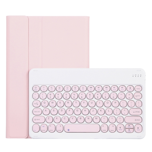 

For Lenovo Pad Pro 11.5 inch 2021 TB-J716F / Tab P11 Pro 11.5 inch TB-J706F YAM13 Lambskin Texture Detachable Round Keycap Bluetooth Keyboard Leather Case with Holder(Pink)