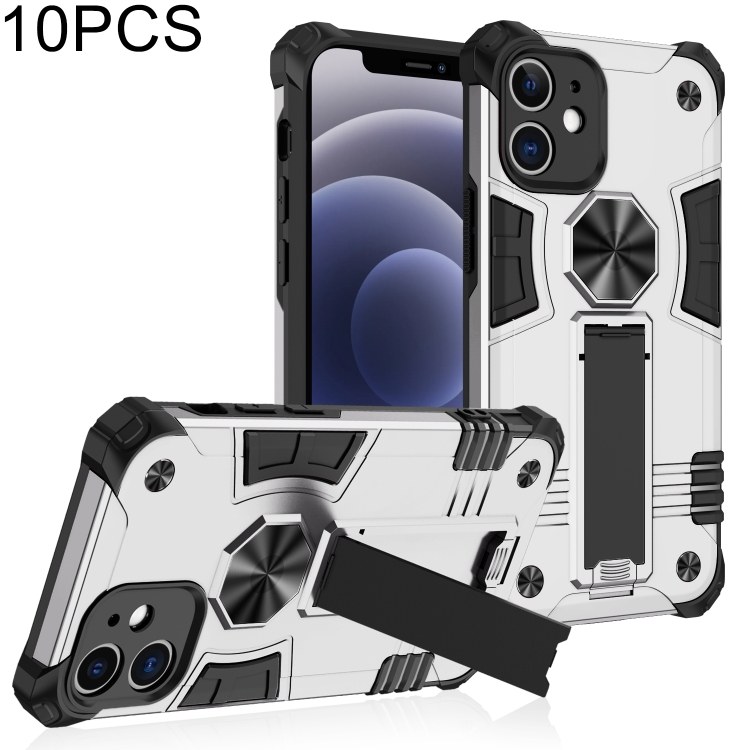 10 PCS Shockproof TPU + PC Protective Case with Invisible Holder For iPhone 12(Silver)
10 PCS Shockproof TPU + PC Protective Case with Invisible Holder For iPhone 12(Silver)