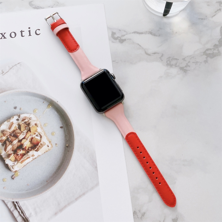 Small Waist Color Matching Leather Replacement Strap Watchband For Apple Watch Series 6 & SE & 5 & 4 44mm / 3 & 2 & 1 42mm(Red+Pink)
Small Waist Color Matching Leather Replacement Strap Watchband For Apple Watch Series 6 & SE & 5 & 4 44mm / 3 & 2 & 1 42mm(Red+Pink)