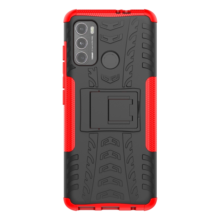 For Motorola Moto G60 Tire Texture Shockproof TPU+PC Protective Case with Holder(Red)
For Motorola Moto G60 Tire Texture Shockproof TPU+PC Protective Case with Holder(Red)