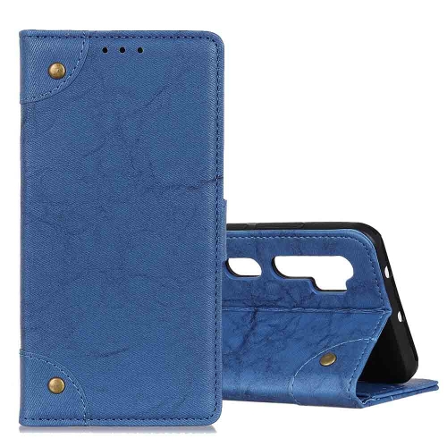 

For Xiaomi Mi Note 10 / CC9 Pro Copper Buckle Retro Crazy Horse Texture Horizontal Flip Leather Case with Holder & Card Slots & Wallet(Blue)