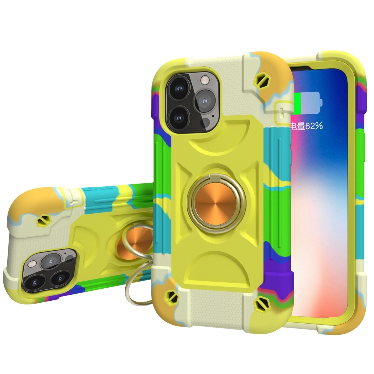 Shockproof Silicone + PC Protective Case with Dual-Ring Holder For iPhone 13 mini(Colorful Yellow Green)
Shockproof Silicone + PC Protective Case with Dual-Ring Holder For iPhone 13 mini(Colorful Yellow Green)