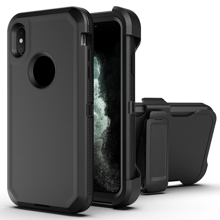 Robot Shockproof Silicone + PC Protective Case with Back Clip Holder For iPhone XR(Black Black)
Robot Shockproof Silicone + PC Protective Case with Back Clip Holder For iPhone XR(Black Black)