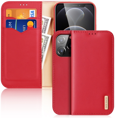 

DUX DUCIS Hivo Series Cowhide + PU + TPU Leather Horizontal Flip Case with Holder & Card Slots For iPhone 13 Pro(Red)