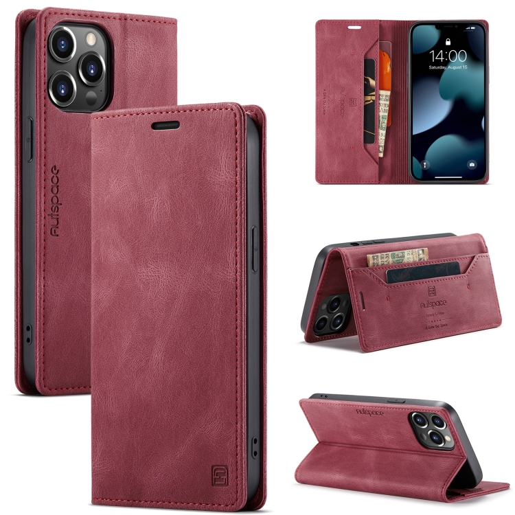 AutSpace A01 Retro Skin-feel Crazy Horse Texture Horizontal Flip Leather Case with Holder & Card Slots & Wallet & RFID For iPhone 13 Pro Max(Wine Red)
AutSpace A01 Retro Skin-feel Crazy Horse Texture Horizontal Flip Leather Case with Holder & Card Slots & Wallet & RFID For iPhone 13 Pro Max(Wine Red)
