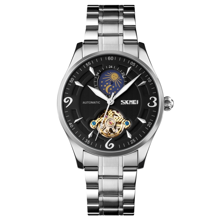 SKMEI 9239 Men Moonphase Stainless Steel Strap Automatic Mechanical Watch(Silver and Black)
SKMEI 9239 Men Moonphase Stainless Steel Strap Automatic Mechanical Watch(Silver and Black)