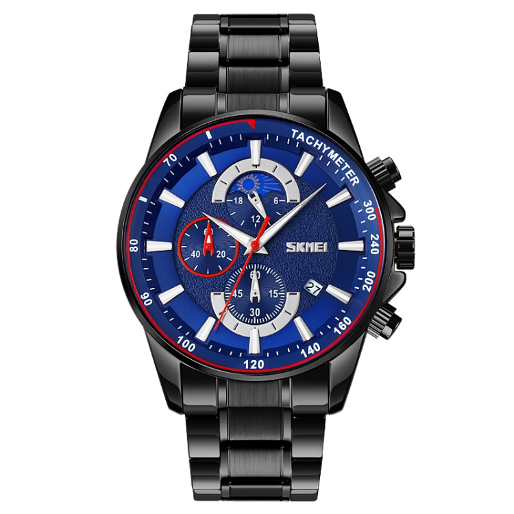 SKMEI 9250 Men Moonphase Stopwatch Date Six Pin Stainless Steel Strap Quartz Watch(Black Blue)
SKMEI 9250 Men Moonphase Stopwatch Date Six Pin Stainless Steel Strap Quartz Watch(Black Blue)
