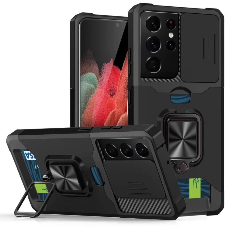 For Samsung Galaxy S21 Ultra 5G Sliding Camera Cover Design PC + TPU Shockproof Case with Ring Holder & Card Slot(Black)
For Samsung Galaxy S21 Ultra 5G Sliding Camera Cover Design PC + TPU Shockproof Case with Ring Holder & Card Slot(Black)