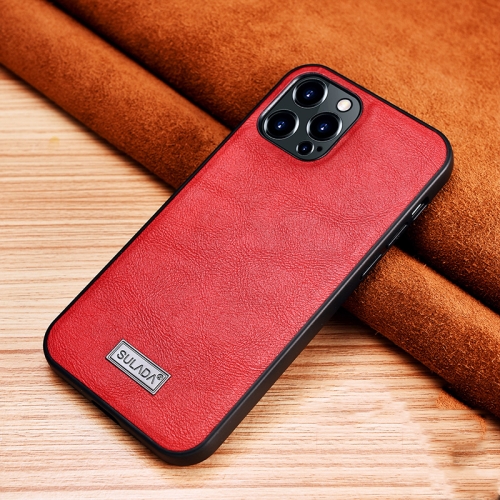 SULADA Shockproof TPU + Handmade Leather Protective Case For iPhone 13 Pro Max(Red)
SULADA Shockproof TPU + Handmade Leather Protective Case For iPhone 13 Pro Max(Red)