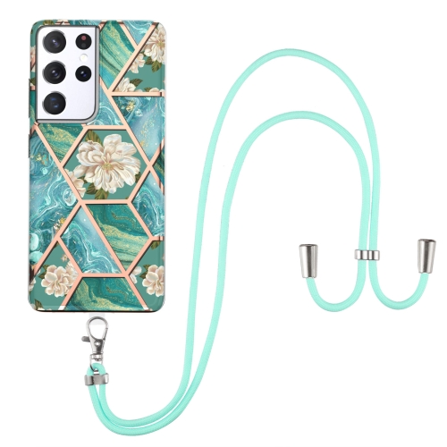 For Samsung Galaxy S21 Ultra 5G Electroplating Splicing Marble Flower Pattern TPU Shockproof Case with Lanyard(Blue Flower)
For Samsung Galaxy S21 Ultra 5G Electroplating Splicing Marble Flower Pattern TPU Shockproof Case with Lanyard(Blue Flower)