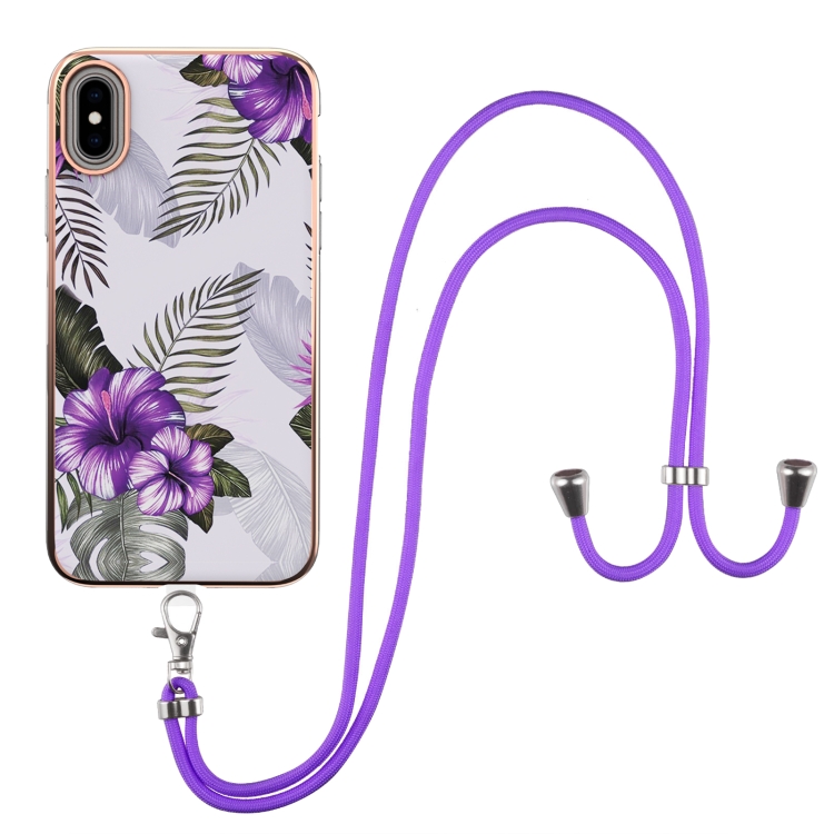 Electroplating Pattern IMD TPU Shockproof Case with Neck Lanyard For iPhone XS / X(Purple Flower)
Electroplating Pattern IMD TPU Shockproof Case with Neck Lanyard For iPhone XS / X(Purple Flower)