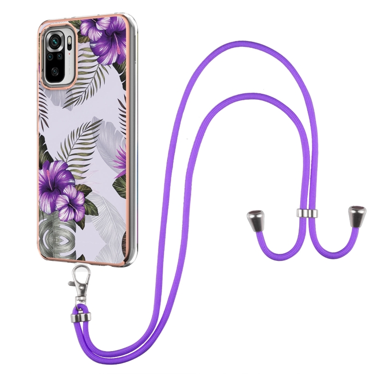 For Xiaomi Redmi Note 10 Electroplating Pattern IMD TPU Shockproof Case with Neck Lanyard(Purple Flower)
For Xiaomi Redmi Note 10 Electroplating Pattern IMD TPU Shockproof Case with Neck Lanyard(Purple Flower)