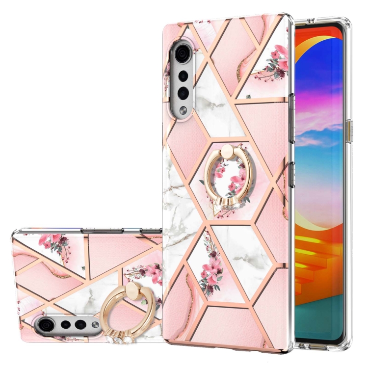 For LG Velvet 5G Electroplating Splicing Marble Flower Pattern TPU Shockproof Case with Rhinestone Ring Holder(Pink Flower)
For LG Velvet 5G Electroplating Splicing Marble Flower Pattern TPU Shockproof Case with Rhinestone Ring Holder(Pink Flower)
