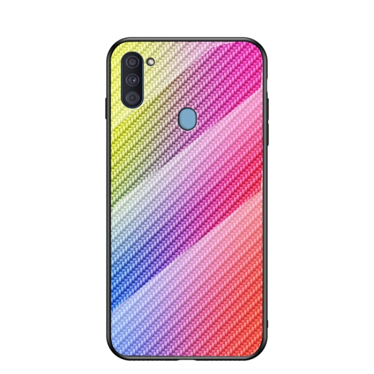For Samsung Galaxy A11 Gradient Carbon Fiber Texture TPU Border Tempered Glass Case(Colorful Fiber)
For Samsung Galaxy A11 Gradient Carbon Fiber Texture TPU Border Tempered Glass Case(Colorful Fiber)