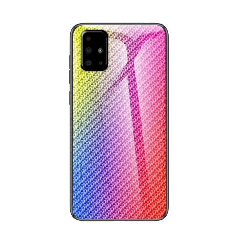 For Samsung Galaxy A51 Gradient Carbon Fiber Texture TPU Border Tempered Glass Case(Colorful Fiber)
For Samsung Galaxy A51 Gradient Carbon Fiber Texture TPU Border Tempered Glass Case(Colorful Fiber)