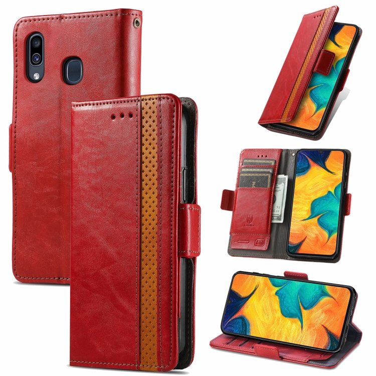 For Samsung Galaxy A20 CaseNeo Business Splicing Dual Magnetic Buckle Horizontal Flip PU Leather Case with Holder & Card Slots & Wallet(Red)
For Samsung Galaxy A20 CaseNeo Business Splicing Dual Magnetic Buckle Horizontal Flip PU Leather Case with Holder & Card Slots & Wallet(Red)