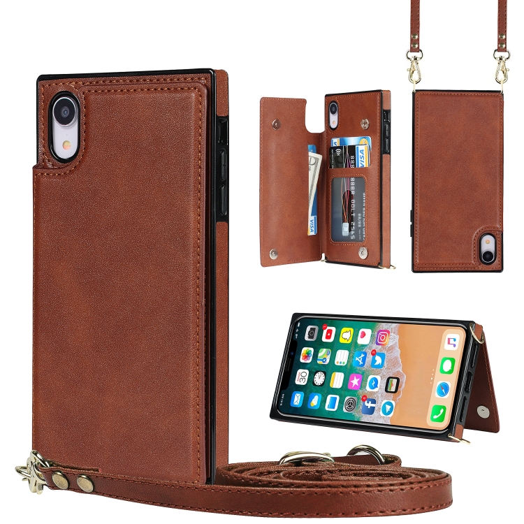 Cross-body Square Double Buckle Flip Card Bag TPU+PU Case with Card Slots & Wallet & Photo & Strap For iPhone XR(Brown)
Cross-body Square Double Buckle Flip Card Bag TPU+PU Case with Card Slots & Wallet & Photo & Strap For iPhone XR(Brown)