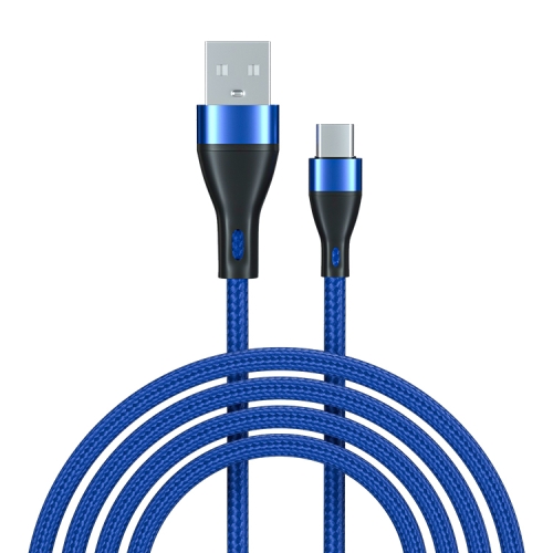 

ADC-001 3A USB to USB-C / Type-C Weave Fast Charging Data Cable, Length:2m(Blue)