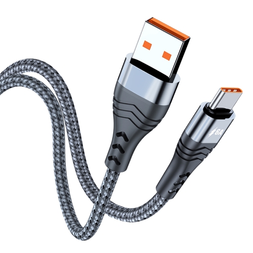 

ADC-005 6A USB to USB-C / Type-C Weave Fast Charging Data Cable, Length:2m(Silver)