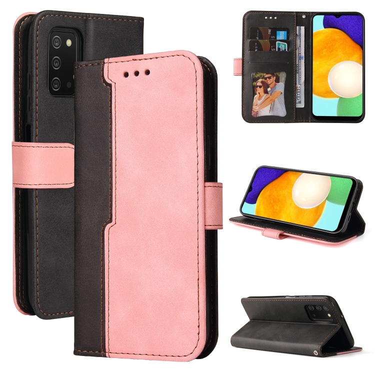 For Samsung Galaxy A03s 166mm Business Stitching-Color Horizontal Flip PU Leather Case with Holder & Card Slots & Photo Frame(Pink)
For Samsung Galaxy A03s 166mm Business Stitching-Color Horizontal Flip PU Leather Case with Holder & Card Slots & Photo Frame(Pink)