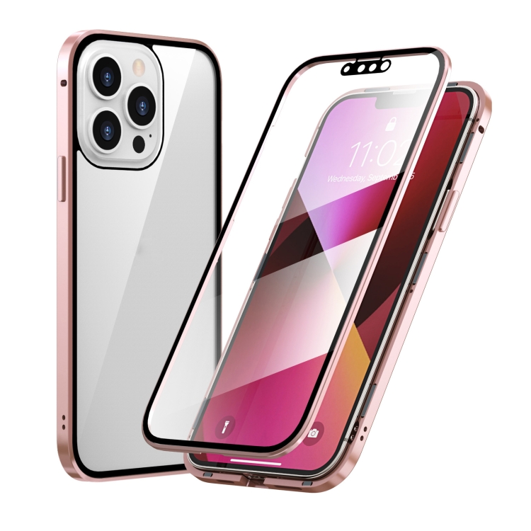 HD Magnetic Metal Frame Double-sided Tempered Glass Phone Case For iPhone 13 Pro(Pink)
HD Magnetic Metal Frame Double-sided Tempered Glass Phone Case For iPhone 13 Pro(Pink)