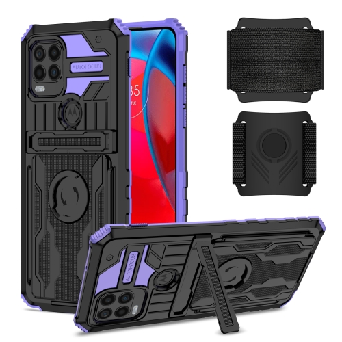 

For Motorola Moto G Stylus 5G Armor Wristband Phone Case(Purple)