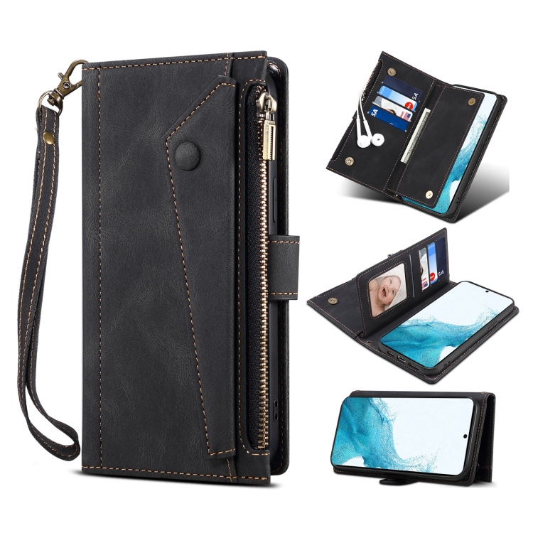 For Samsung Galaxy S22 5G Retro Frosted Horizontal Flip Leather Phone Case with Holder & Card Slot & Wallet & Zipper Pocket & Lanyard(Black)
For Samsung Galaxy S22 5G Retro Frosted Horizontal Flip Leather Phone Case with Holder & Card Slot & Wallet & Zipper Pocket & Lanyard(Black)