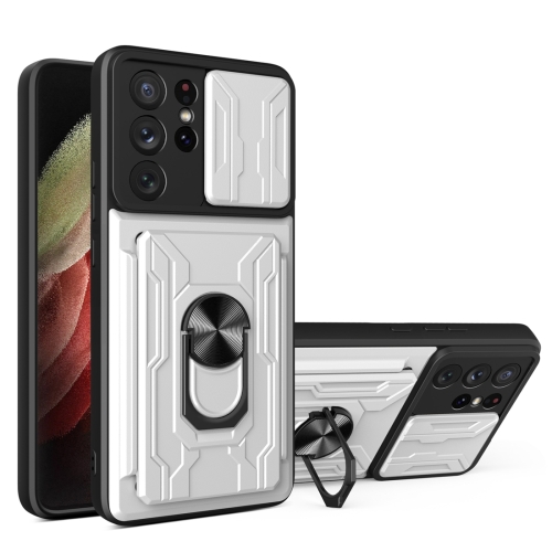 For Samsung Galaxy S21 Ultra 5G Camera Cover Phone Case with Card Slot & Holder(White)
For Samsung Galaxy S21 Ultra 5G Camera Cover Phone Case with Card Slot & Holder(White)