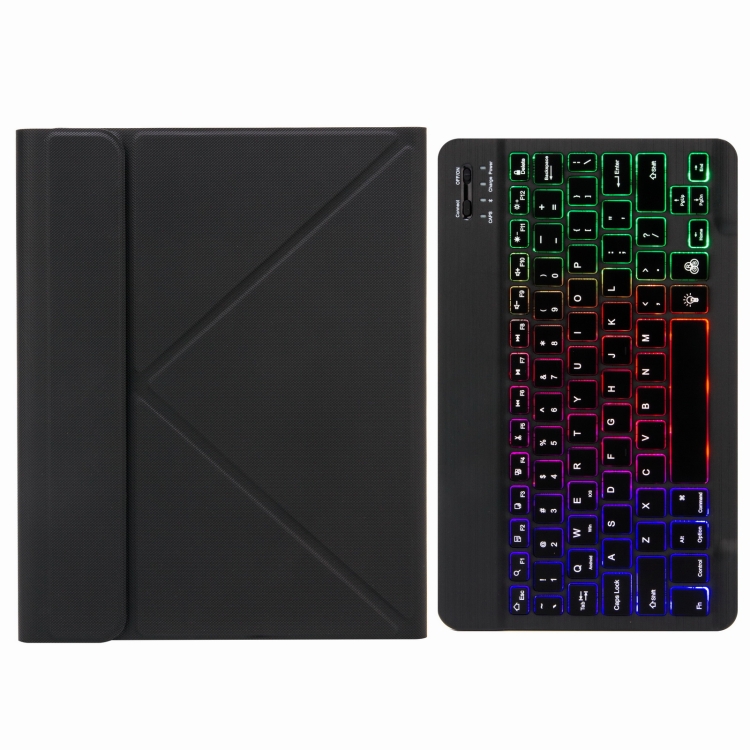 H-102S3 Tri-color Backlight Bluetooth Keyboard Leather Case with Rear Three-fold Holder For iPad 10.2 2020 & 2019 / Pro 10.5 inch(Black)
H-102S3 Tri-color Backlight Bluetooth Keyboard Leather Case with Rear Three-fold Holder For iPad 10.2 2020 & 2019 / Pro 10.5 inch(Black)
