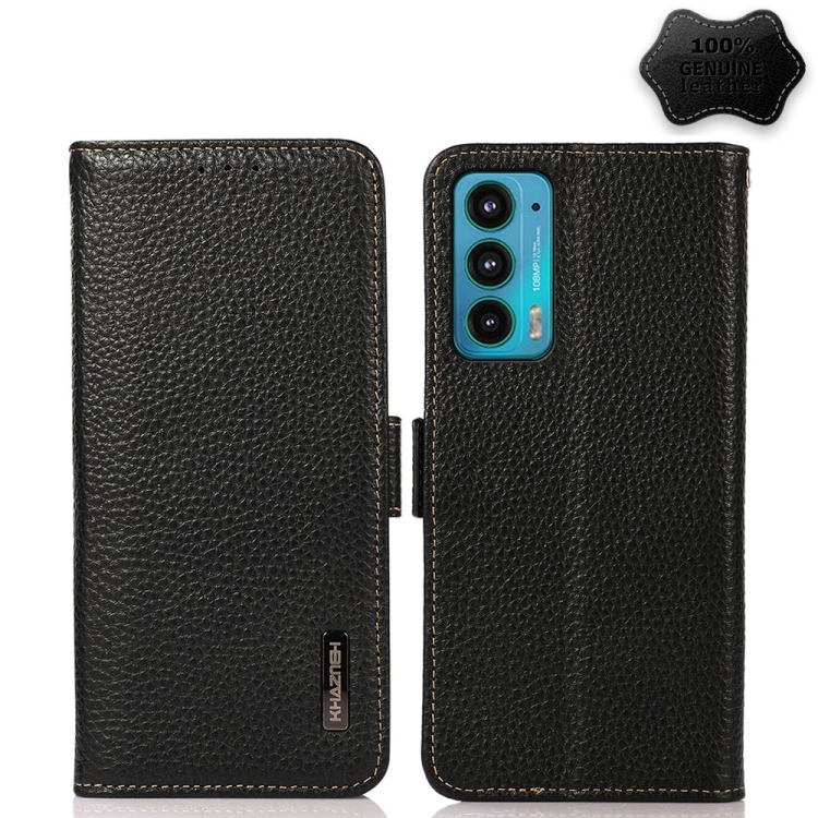 For Motorola Edge 20 KHAZNEH Side-Magnetic Litchi Genuine Leather RFID Case(Black)
For Motorola Edge 20 KHAZNEH Side-Magnetic Litchi Genuine Leather RFID Case(Black)