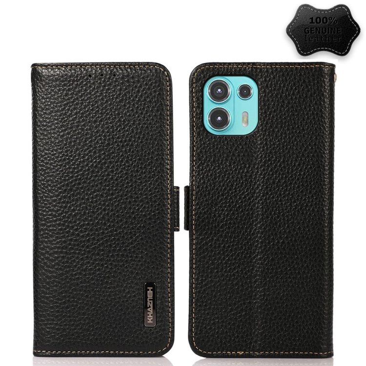 For Motorola Edge 20 Lite KHAZNEH Side-Magnetic Litchi Genuine Leather RFID Case(Black)
For Motorola Edge 20 Lite KHAZNEH Side-Magnetic Litchi Genuine Leather RFID Case(Black)
