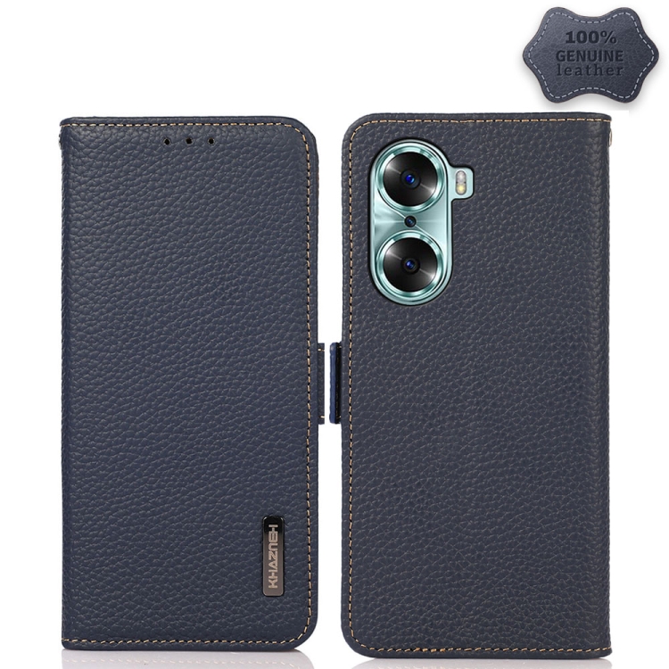 For Honor 60 KHAZNEH Side-Magnetic Litchi Genuine Leather RFID Phone Case(Blue)
For Honor 60 KHAZNEH Side-Magnetic Litchi Genuine Leather RFID Phone Case(Blue)