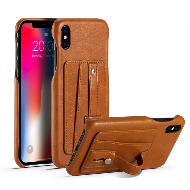 For iPhone X / XS Shockproof PC + PU Protective Case with Holder & Card Slots(Brown)
For iPhone X / XS Shockproof PC + PU Protective Case with Holder & Card Slots(Brown)