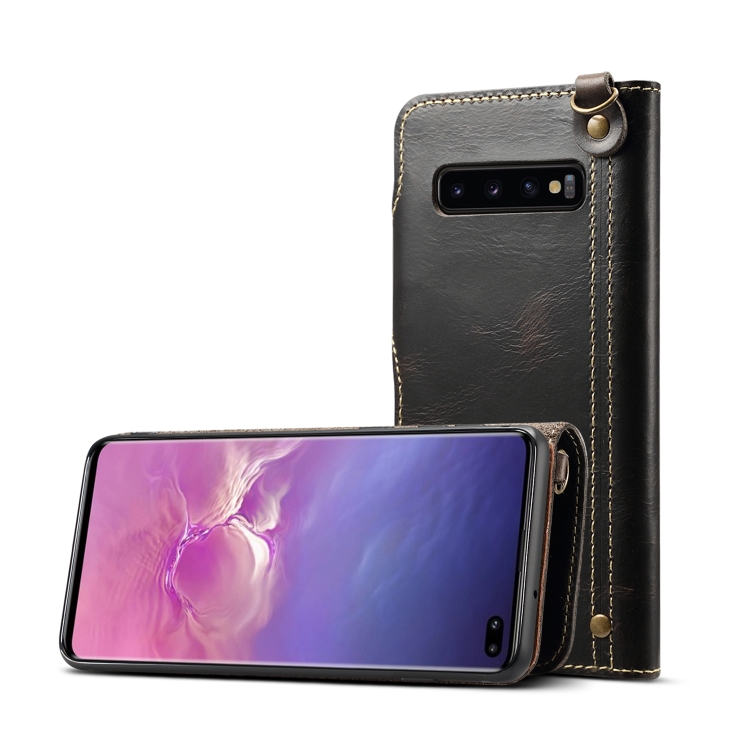 For Galaxy S10 Plus Denior Oil Wax Cowhide Magnetic Button Horizontal Flip Leather Case with Card Slots & Wallet(Black)
For Galaxy S10 Plus Denior Oil Wax Cowhide Magnetic Button Horizontal Flip Leather Case with Card Slots & Wallet(Black)