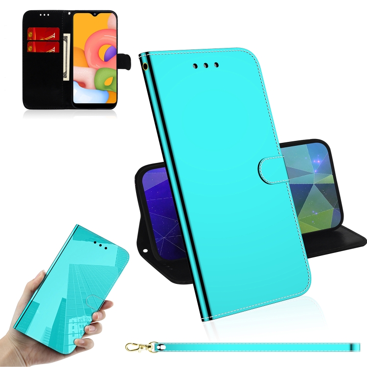 For Galaxy A01 Lmitated Mirror Surface Horizontal Flip Leather Case with Holder & Card Slots & Wallet & Lanyard(Mint Green)
For Galaxy A01 Lmitated Mirror Surface Horizontal Flip Leather Case with Holder & Card Slots & Wallet & Lanyard(Mint Green)