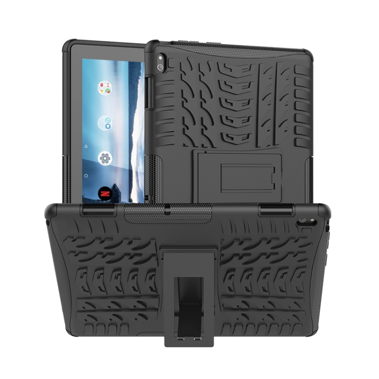 For Lenovo Tab E10 Tire Texture Shockproof TPU+PC Protective Case with Holder(Black)
For Lenovo Tab E10 Tire Texture Shockproof TPU+PC Protective Case with Holder(Black)